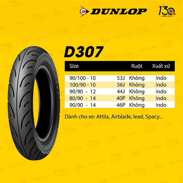 Lốp Dunlop 100/90-10 D307